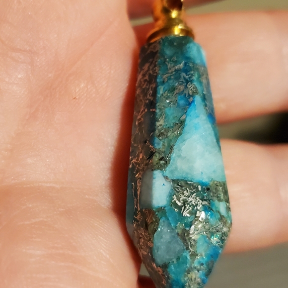 New Sea Sediment Jasper Pyrite Essential Oil Pendant - Picture 7 of 13